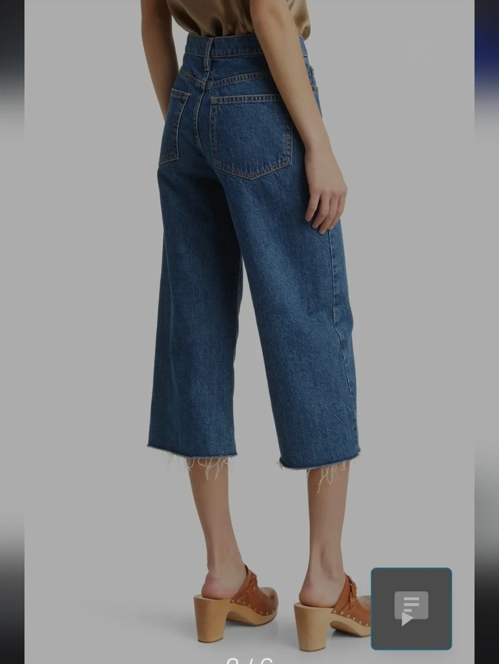 Frame Easy Capri Denim Dark Blue‎ High-Rise Wide Crop Jeans